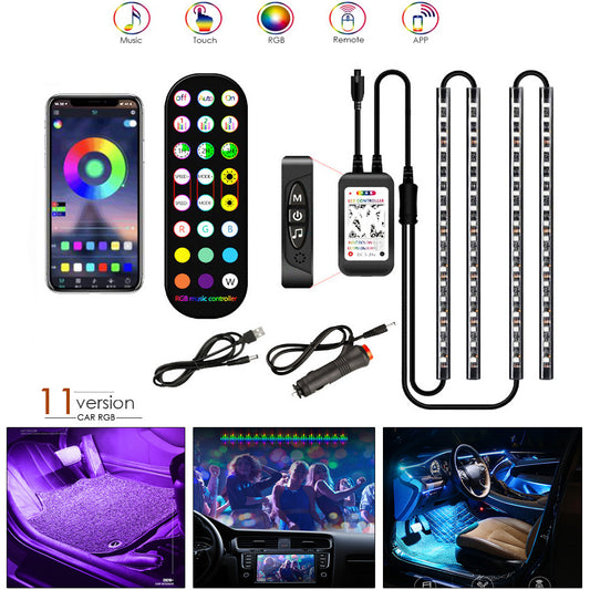 LED Car Interior Ambient Lights – Wireless Music-Controlled RGB Strip Lights