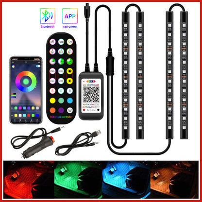 LED Car Interior Ambient Lights – Wireless Music-Controlled RGB Strip Lights