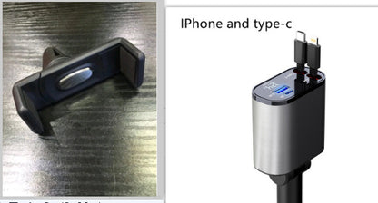 00W Metal Car Charger with USB & Type-C Fast Charging