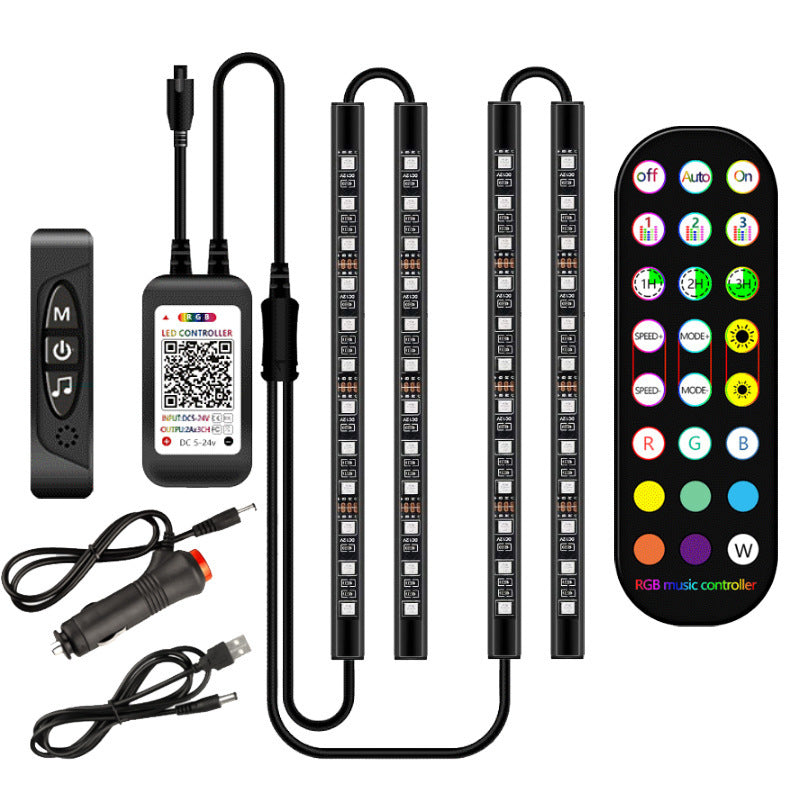 LED Car Interior Ambient Lights – Wireless Music-Controlled RGB Strip Lights